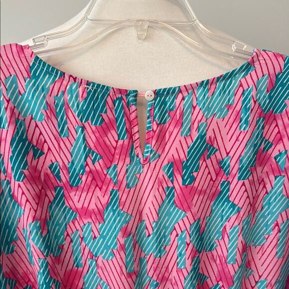 Buddy Love Blue Pink Long Sleeve Shorts V-Neck Romper Women's Large - Picture 6 of 7